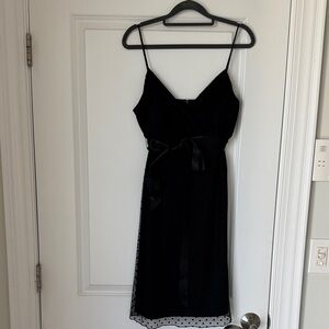 Blu Sage Black Midi Dress with Polka Dot Overlay